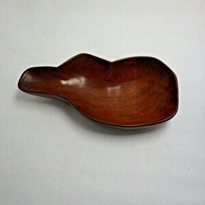 Vintage Wooden Bowl Kidney Shaped Mid Century Retro